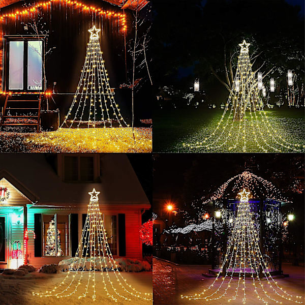 Juldekorasjoner Stjernelys Lyslenker, Led Julelys Eventyrlys Blinkende Lys For Utendørs Høytid Warm light UK Plug