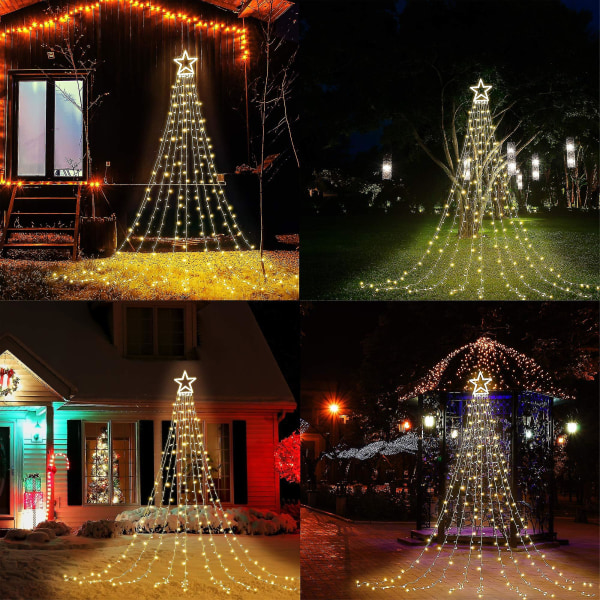 Julepynt Stjernelys Lysstreng, Led Julelys Eventyrlys Blinkende Lys Til Udendørs Ferie Warm light EU Plug
