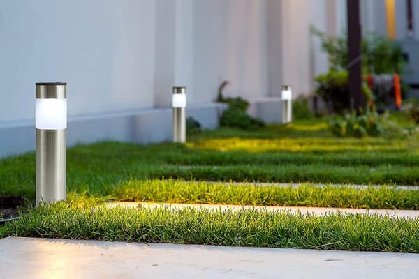 Solcellelampe til have og udendørs brug, 4 design LED-lamper til have, sti, pool, rustfrit stål