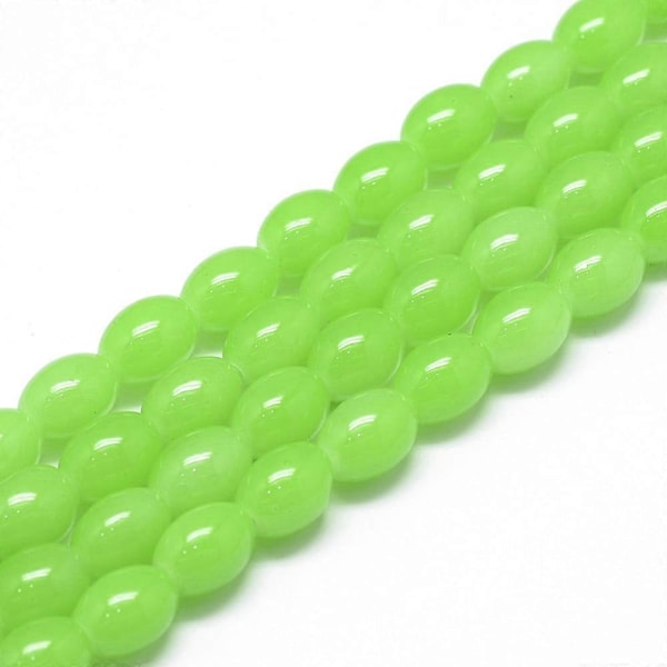 1 Säie Maalatut Lashelmet Soikea Jäljitelmä Jade Limenvihreä 8~8.5x6~6.5mm Reikä: 1.5mm noin 96kpl/säie 81.8 cm