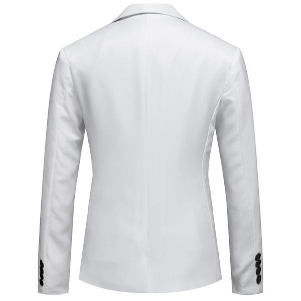 Herr Business Casual En Knapp Slå Revers Enfärgad Blazer Kostymjacka White 4XL
