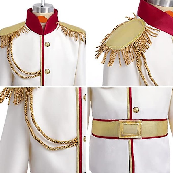 Charmig dräkt för pojkar Halloween Jul Cosplay Outfits Småbarn Barn Medeltida Kunglig Riddare Sagodräkt Med Kunglig Krona Röd Robe Trollstav M
