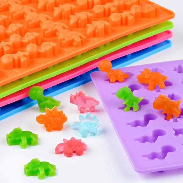 Dinosaur Gummyforme - 5-pak Mini Silikone Slikforme Inklusive Triceratops
