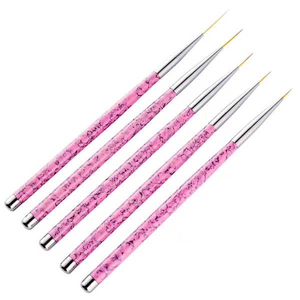 Nagelkonst Liner Pensel, UV Gel Färg Striping Penslar För Korta Slag, Detaljer, Blandning, Långsträckta Linjer pink quantity  5pcs
