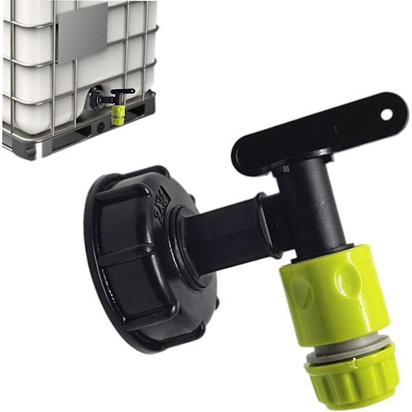 1000l Plasttankhane med haveslangekobling, IBC tankhaneadapter, 3/4 tommer gevindkobling