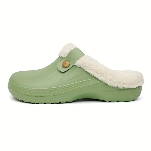 Mysiga vattentäta hustofflor Anti-sladd Slip-on skor inomhus för män Vinterskor Fuzz-fodrade träskor green EU35 36