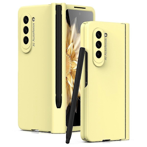 Hårt PC-skal kompatibelt med Samsung Galaxy Z Fold5 5, Skal med Stylus Penna / Härdat Glas Film Yellow