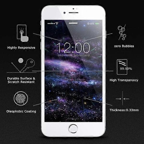 Näytönsuoja iPhone 8 Plus Karkaistu lasi Valkoinen