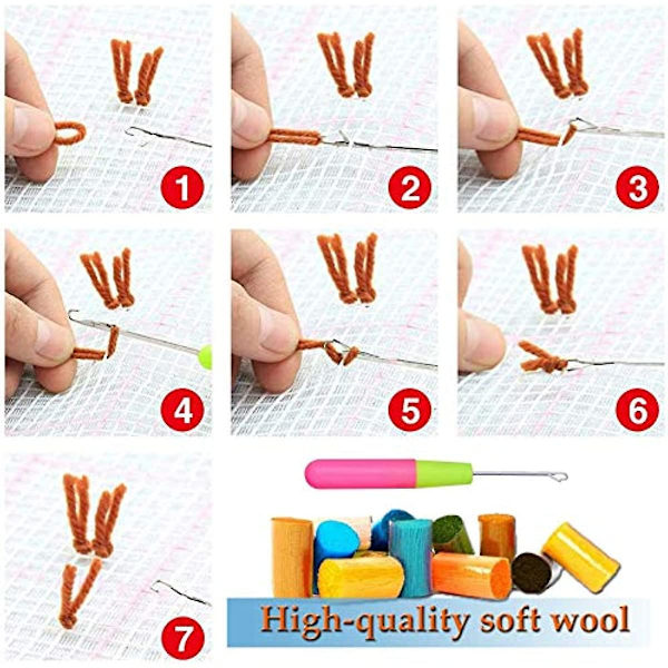 Latch Hook Rug Kits Oavslutad Gobeläng Diy Matta För Vuxna Virka Garn Kits Med Tryckt Canvas Mönster För Heminredning Djur