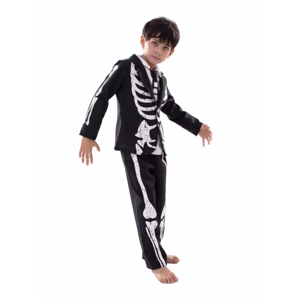 Halloween Barn Skelett Kostym för Barn, Halloween Skelett Cosplay Kostym för Fest Boys L