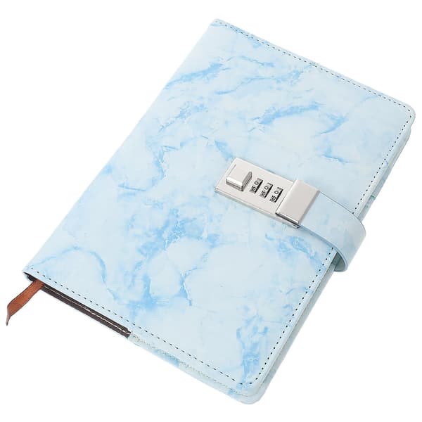 Husholdnings Lås Dagbog Multifunktionel Lås Notesbog Delikat Notesblok Skrive Tilbehør Blue 22X15X3CM