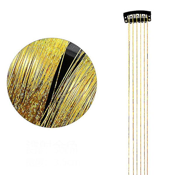 6 kpl Glitter-hiuskiinnikkeitä Klipsillä, Kimallushiustenpidennykset Gold
