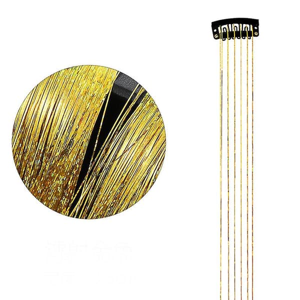 6 stk. Glitter Hårglitter med Klemme, Blendende Glitter Hårextensions Gold