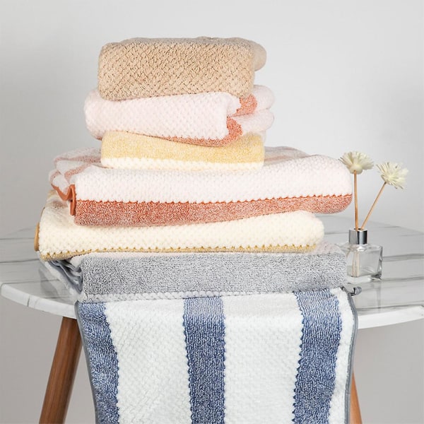 2 stk. Vaffelvevd Mikrofiber Håndkle - Luksuriøst Mykt, Hurtigtørkende Håndkle Badehåndkle, Blå blue