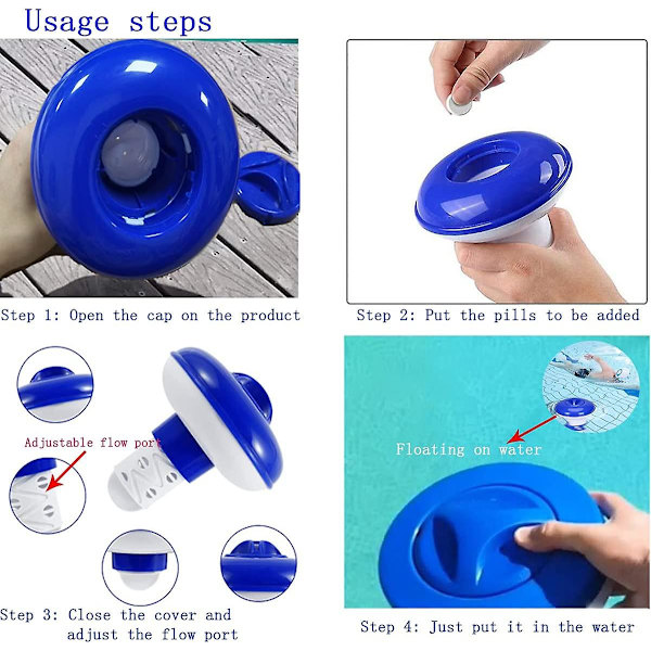 Pool Klor Dispenser, Justerbar Klor Dispenser til Svømmepool Float Klor Pool, Klor Dispenser Egnet