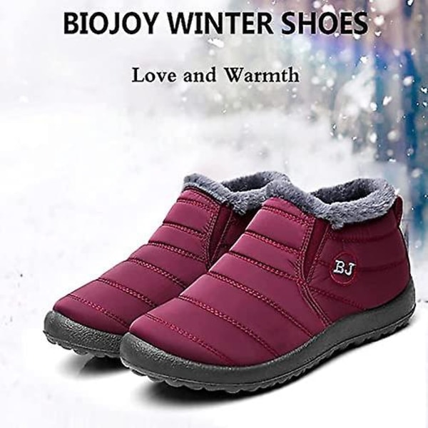 Vinterstövlar Vintersnöskor för män och kvinnor Pälsfoder Vattentät Slip On Outdoor Varma Ankel Boots black EU 44