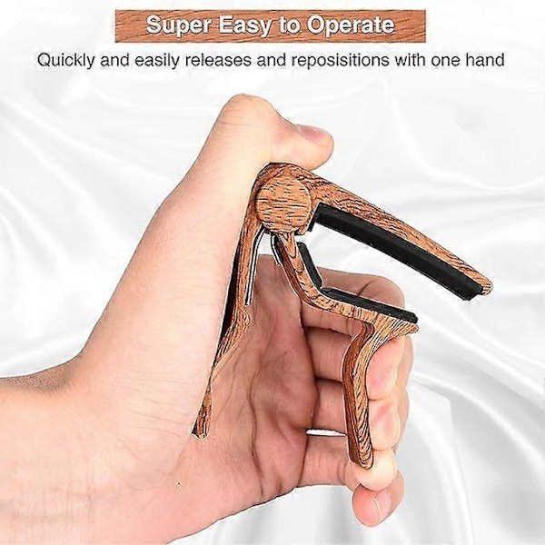 Gitarr Capo med 6 Gitarrplektrum, Ukulele Capo Akustisk Elektrisk Gitarr Clip Snabbt Byte Capo Clamp för Akustiska Elektriska Gitarrer wooden