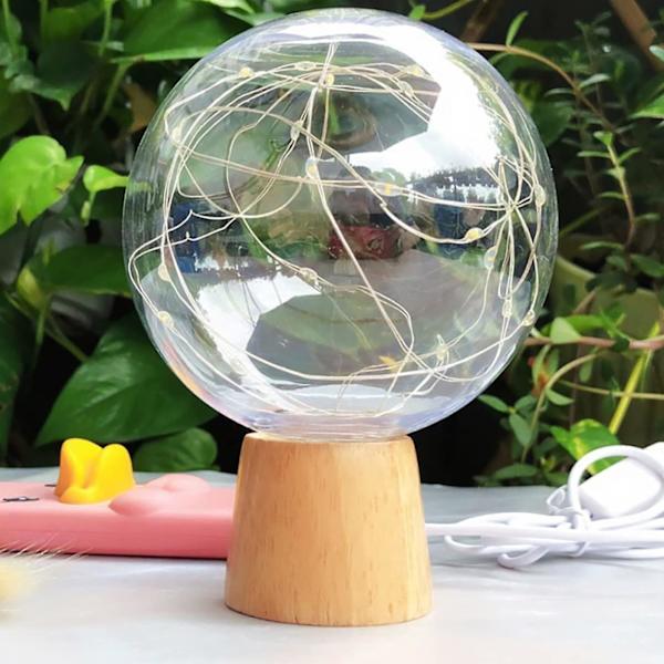 Krystallkule Natt Glasskule Nattlys LED Nattlys Kule Nattlampe USB Oppladbar