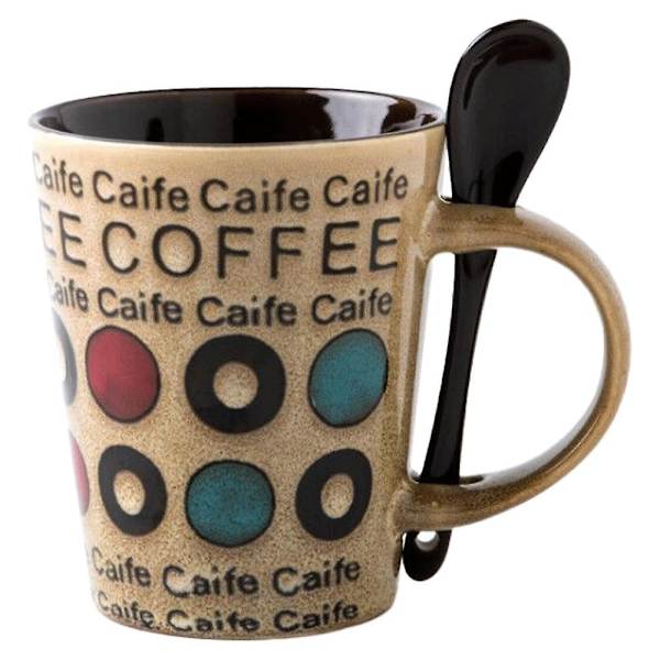 350ml Keramisk Kop Retro Personlighed Trend Krus Simpel Kop Kaffekop Husholdnings Vandkop Khaki