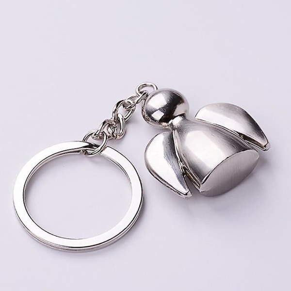 Guardian, Lucky Guardian Angel Bil Nøglering i Sølv, Elegant Metal Vedhæng, Til Par Fødselsdags Nøglering Gave