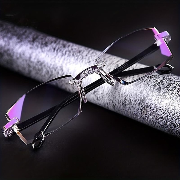 2408 Elegant PC-glasögon för män Intelligent Zoom Anti-blått ljus Ramlösa presbyopiska läsglasögon med dubbla ändamål 150 degree