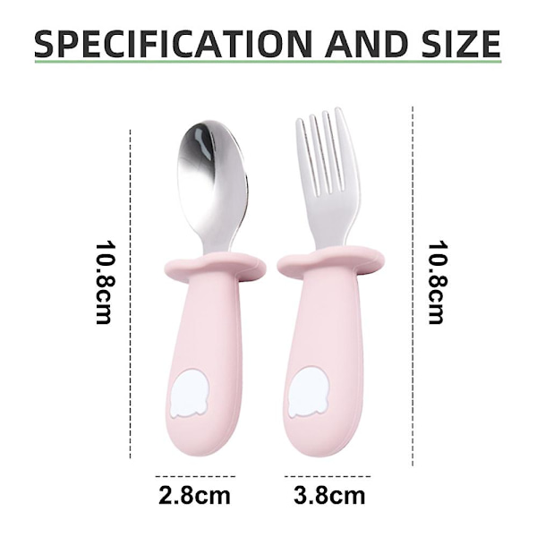 3 sæt børnegafler og -skeer, baby silikone gafler og skeer sæt, rustfrit stål service style1