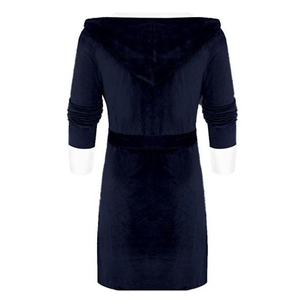 Fleece Badekåbe Dame Blød Morgenkåbe Hætte Fluffy Frotte Lang Badekåbe Blue 4XL