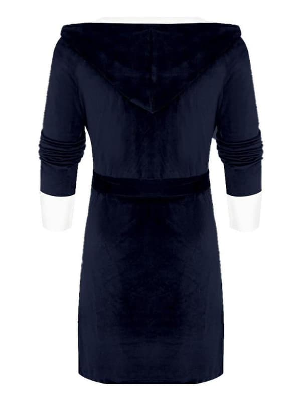 Fleece Badekåpe Dame Myk Morgenkåpe Hette Fluffy Håndkle Lang Badekåpe Blue S