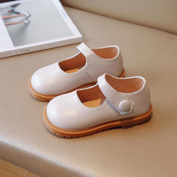 Koreanske lædersko til børn, drenge og piger, blød bund, fritidssko, baby store hoved pumps ærte sko Beige 23