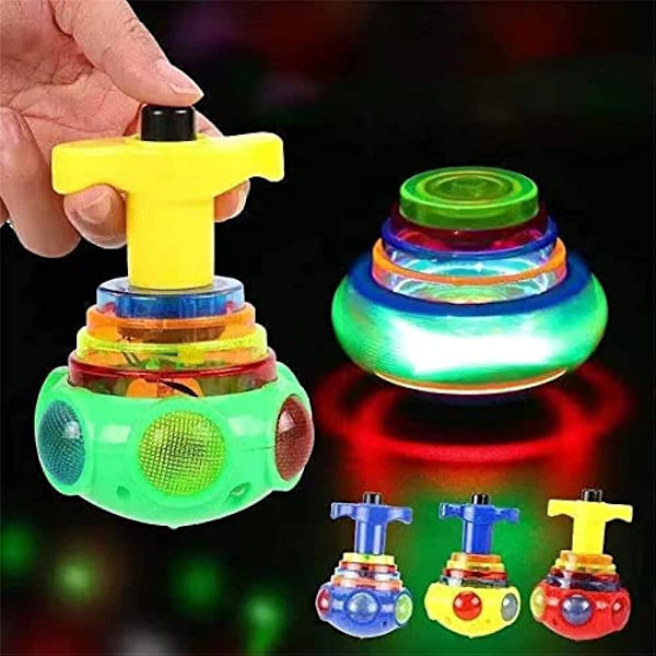 3-pack Light Up Blinkande Snurretoppar För Barn Magic Blinkande Musik Gyro Snurra Gyroskop Rolig Ufo Led Shining Toys