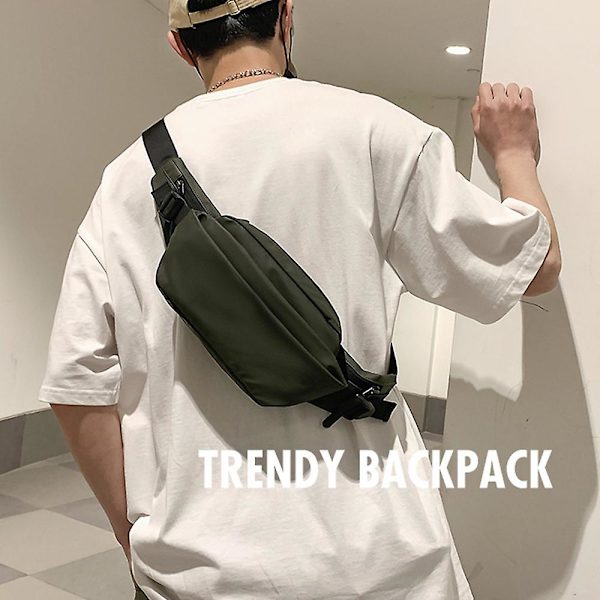 Crossbody Fanny Pack för män, stor vattentät midjeväska, trendig bröstbälte väska ArmyGreen