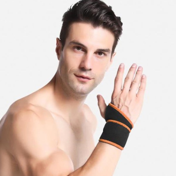 Sports Fitness Wrap Håndledsbind, Justerbart Håndledsbandage black orange(a pair)