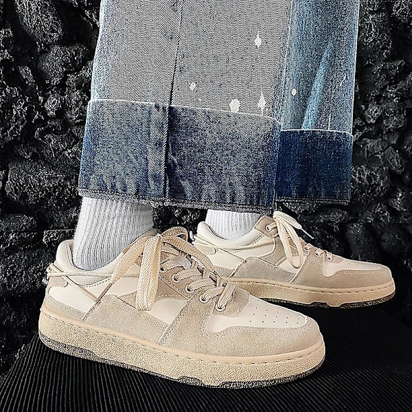 Herre Casual Sko Mode Skridsikre Flade Sko Frb28 White EU 39
