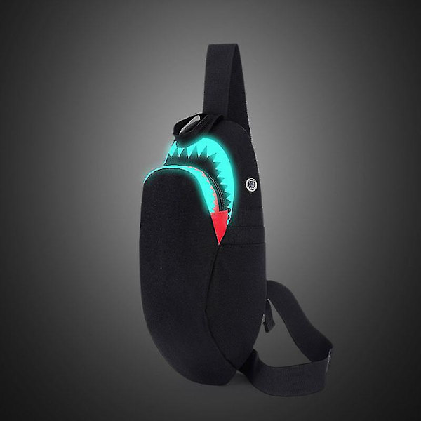 Miesten USB-latausreppu Muoti Yö Valoisa Hai-kuvio Rintalaukku Teini-ikäisille Backpack