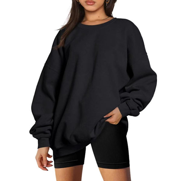 Naisten rento collegepaita kiristysnyörillä pitkähihainen huppari syksyyn ja kevääseen 2XL Black