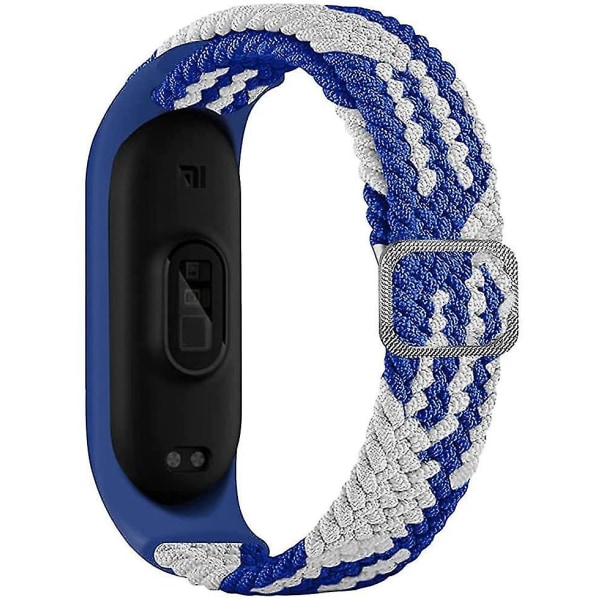 Sztxj Denim Flettet Solo Loop-reim Kompatibel med Xiaomi Mi Band 6 5 4 3, Justerbar Elastisk Sportsreim i Nylon som Erstatning for Xiaomi Band Mi Band 6