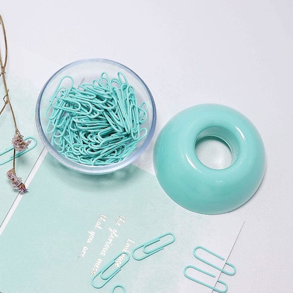 Mintgröna Gemklämmor, 100-pack 28mm Metall Medium Gemklämmor Med Magnetisk Klämhållare, Lämplig För Hemma Kontor Skola Användning(Mintgrön)