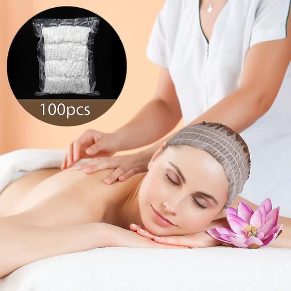 100 Stk. Engangs Spa Hårbånd Bløde Non-woven Ansigts Hårbånd Elastisk Ansigtsklud Stretch Hudpleje Makeup Saunaartikler