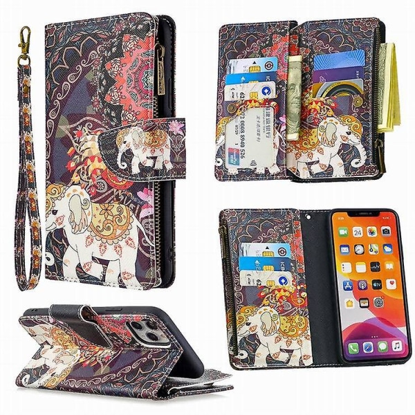 Kompatibel med iPhone 13 Plånboksfodral, Multifunktionellt Läder Dragkedja Plånboksfodral style 3 iPhone13pro