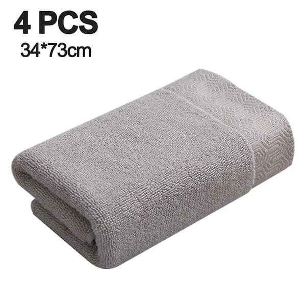 Håndklæde Sæt Af 4 - 100% Bomuld Blødt Plys Absorberende Badehåndklæde - Premium Vaskesvampe Til Spa, Badeværelse (34*73cm) Gray