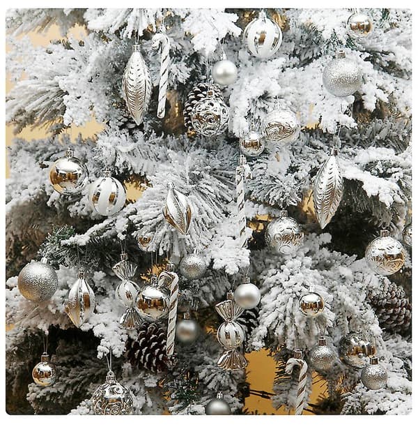 Julekulepynt til juledekorasjoner, 40 stk. juletrepynt Silver