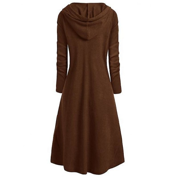 Dame Hætte High Low Drop Shoulder Lang Sweater Vintage Langærmet Fest L Dark Green