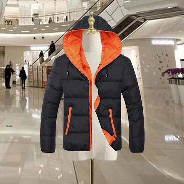 Vinterrockar för män Vattentålig huvtröja Pufferrock för kallt väder Kläder 3XL Sky Blue Orange