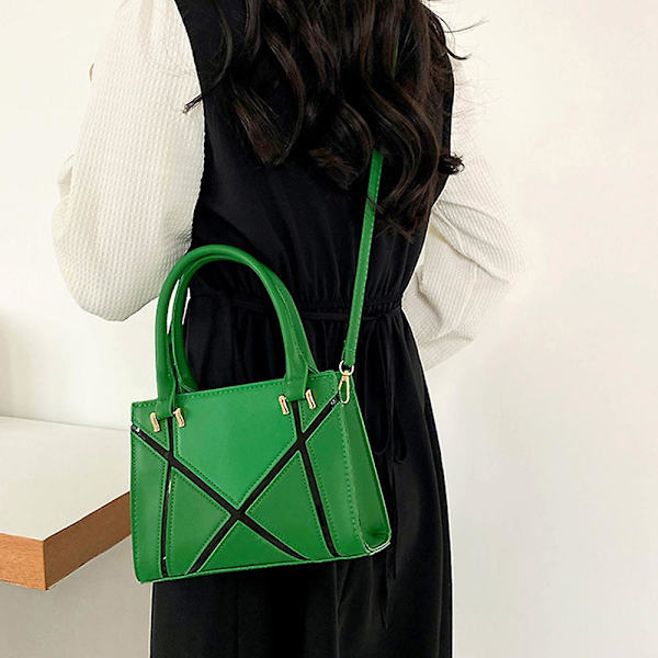 Dame Skuldertaske Retro Klassisk Håndtaske Pu Læder Clutch Taske Med Lynlås green