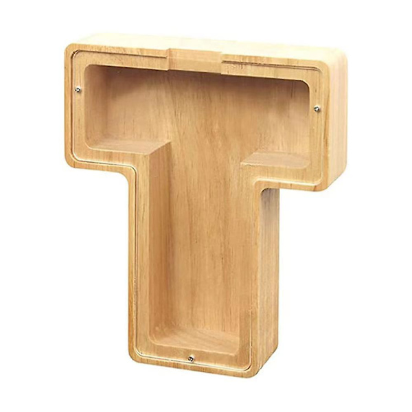 Träbokstavs spargris T