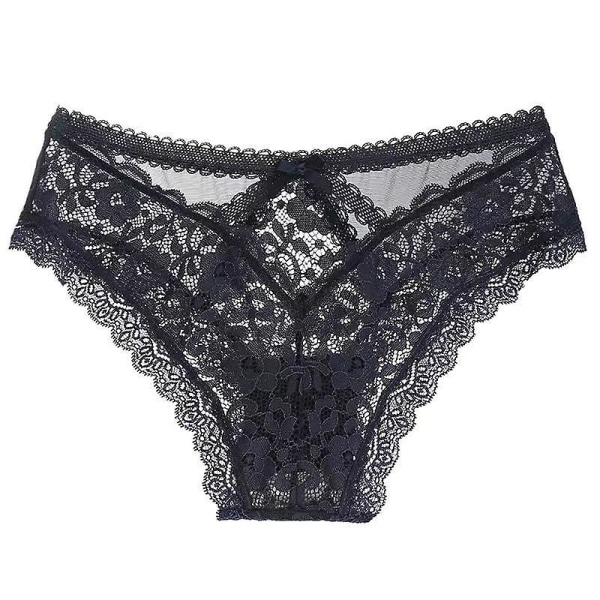 Naisten pitsiset stringit, 2 kpl T-selkäiset matalavyötäröiset läpinäkyvät pikkuhousut Black M