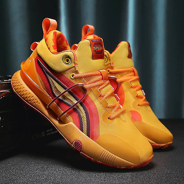 Herre Basketballsko Høj Overdel Åndbare Sportssko Skridsikre Mode Sneakers 3F8899 Orange EU 40