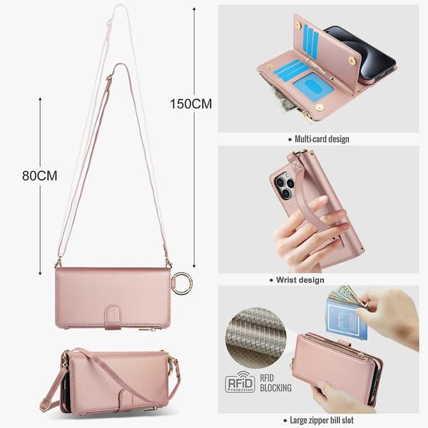 Crossbody Plånbok Läderfodral För iPhone 11 Pro Max / 11 Pro / iPhone 11 Pink For iPhone 11 Pro