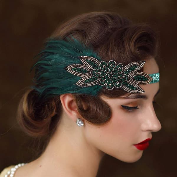 2024 NYHET, Kvinner 1920-tallets Great Gatsby Tilbehørssett Fancy Kjole Kostyme Flapper Hodeplagg B