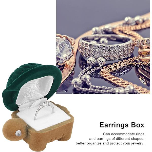 Ring Box, Söt tecknad sköldpadda bröllop ring box liten smycken skyddsfodral bröllop ring förvaring presentask för bröllop förlovningsring Alla hjärtans dag